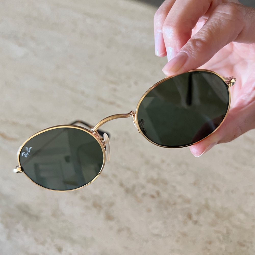 Ray-Ban oval flat metal sunglasses gold tortoise and green lenses RB3547-N 48/21 - Picture 13 of 17